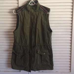 Olive green long vest
